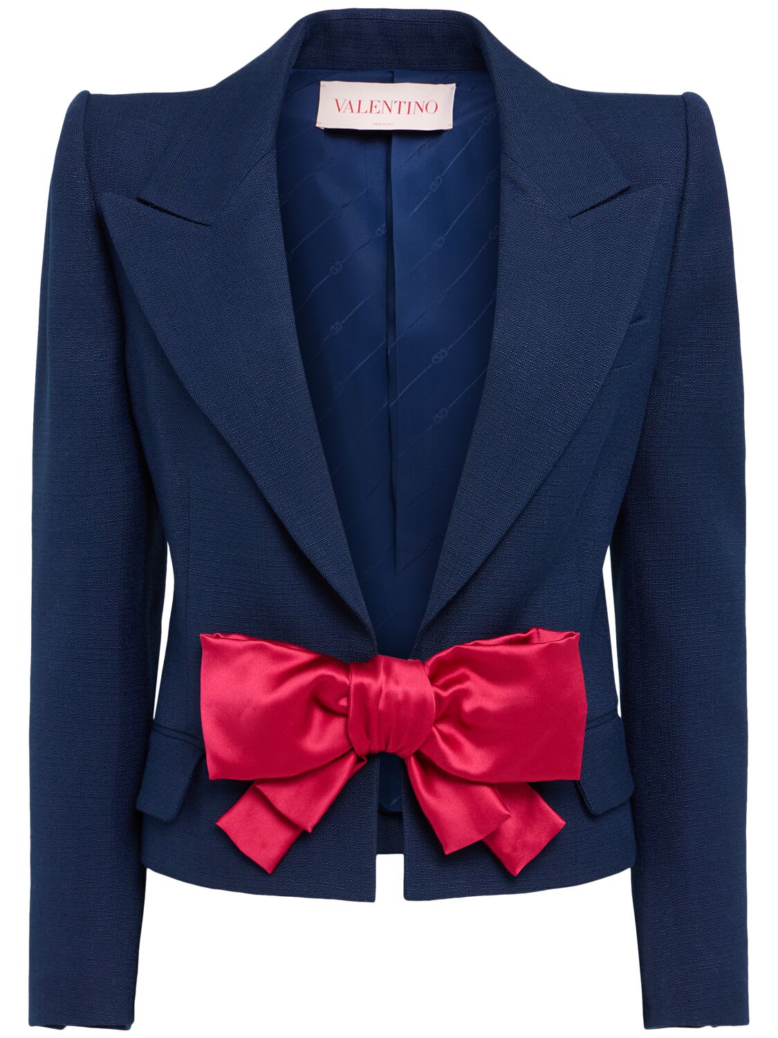 Single Breasted Viscose Blazer With Bow