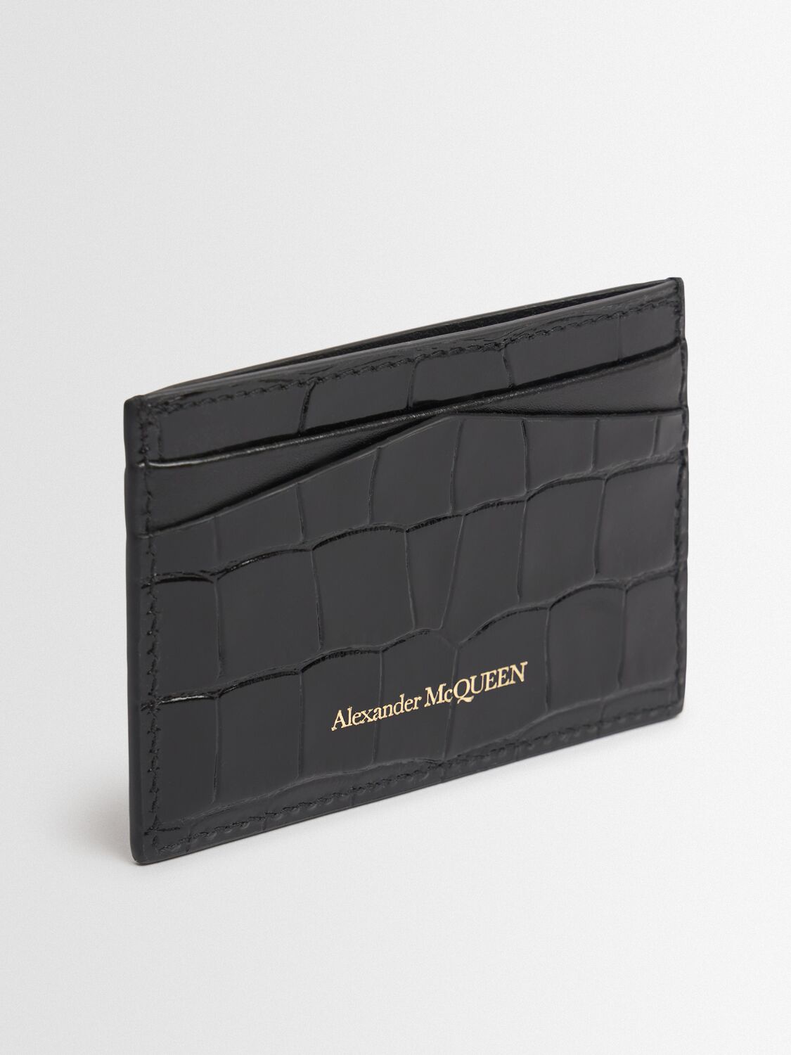 Alexander Mcqueen Croc Embossed Leather Card Holder