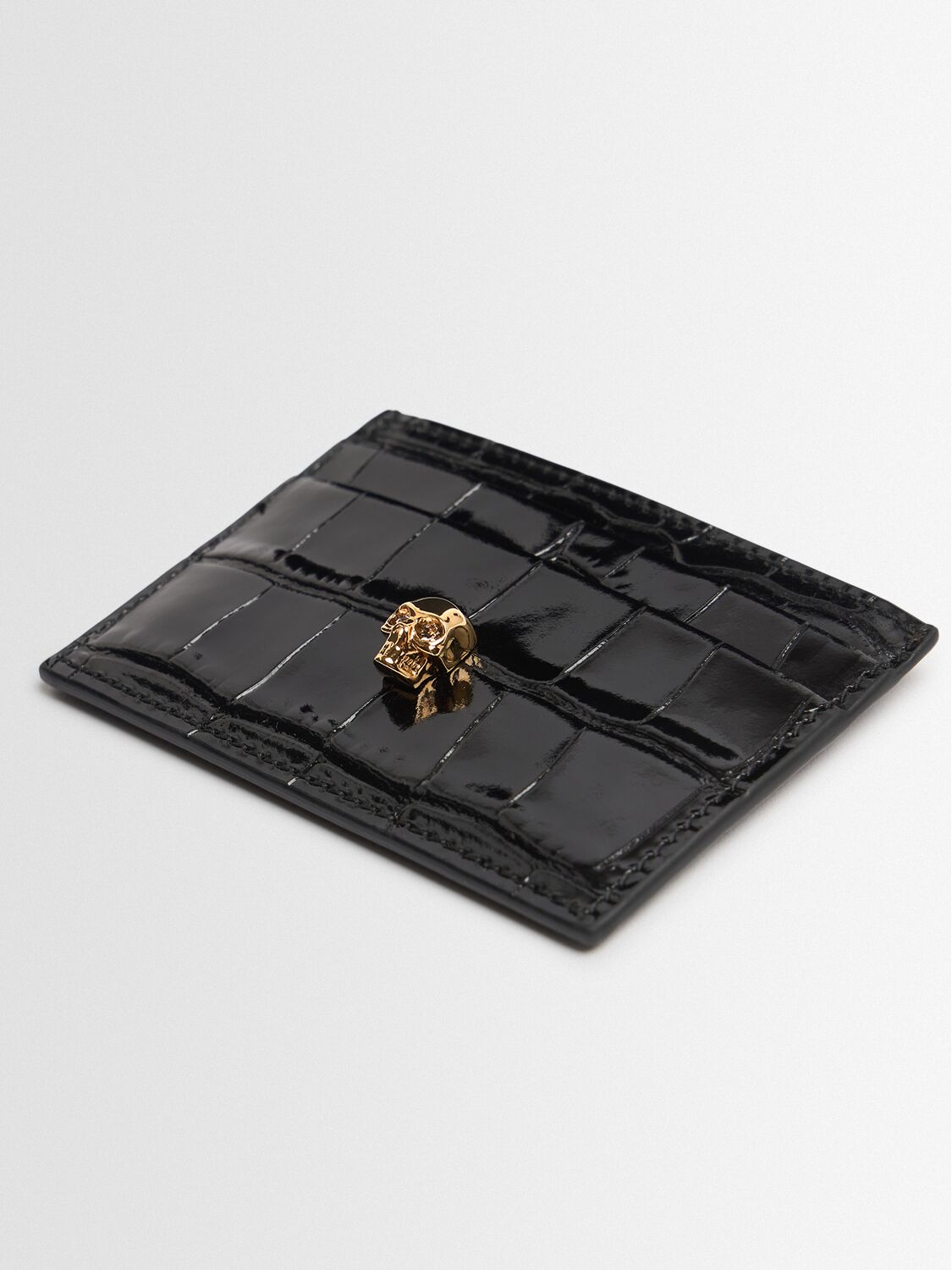 Alexander Mcqueen Croc Embossed Leather Card Holder