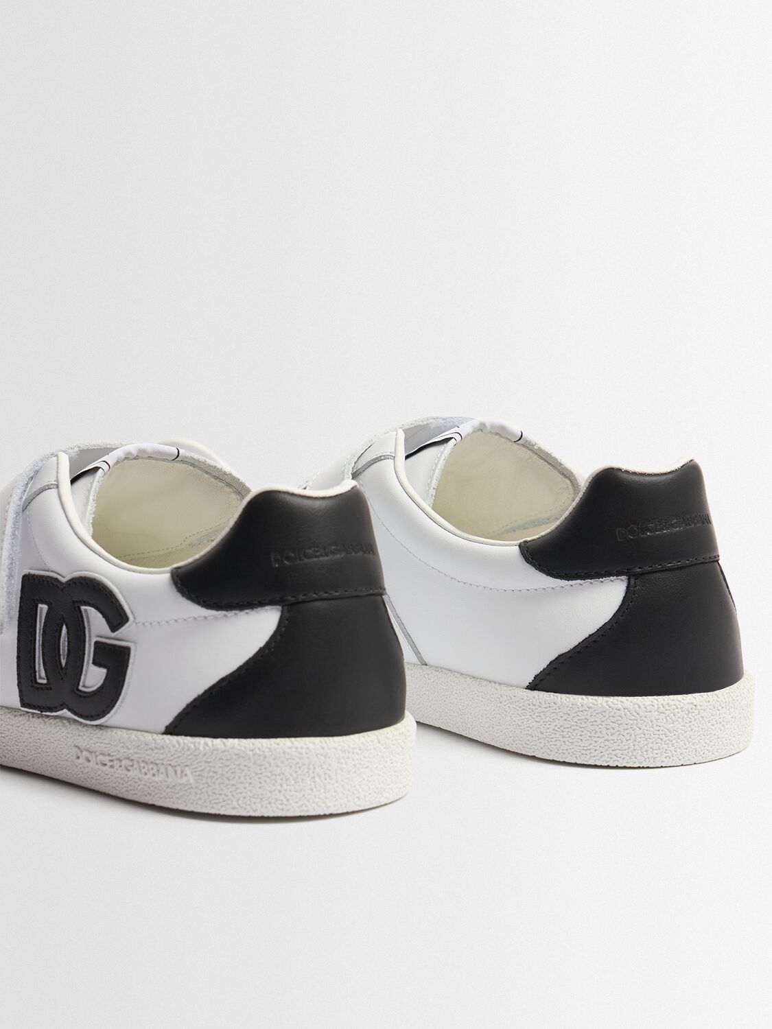 Dolce & Gabbana Logo Print Leather Strap Sneakers