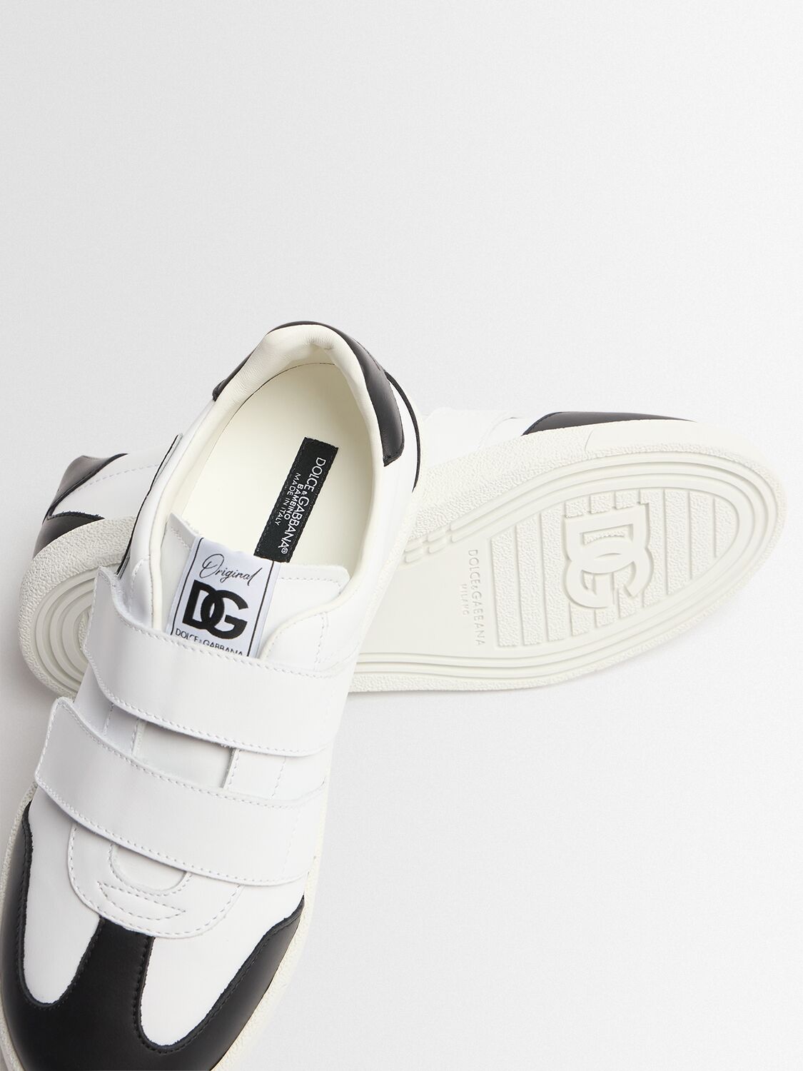 Dolce & Gabbana Logo Print Leather Strap Sneakers