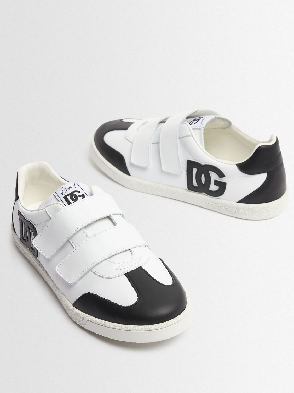 Dolce & Gabbana Logo Print Leather Strap Sneakers