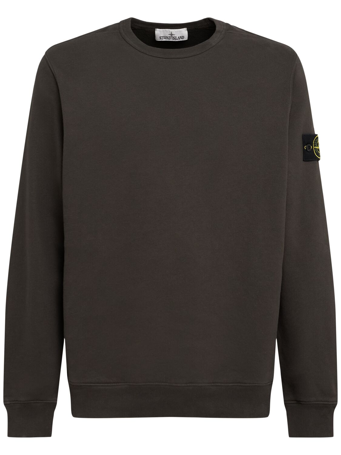 Stone Island Men Grey Cotton Crewneck Sweatshirt In Brown