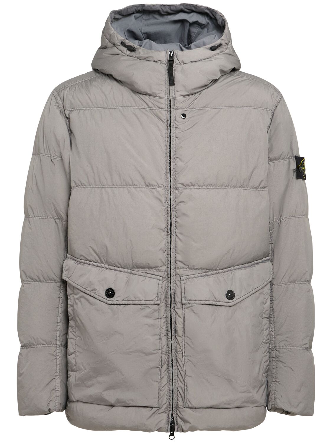 Stone Island Short Nylon Down Parka In Gray