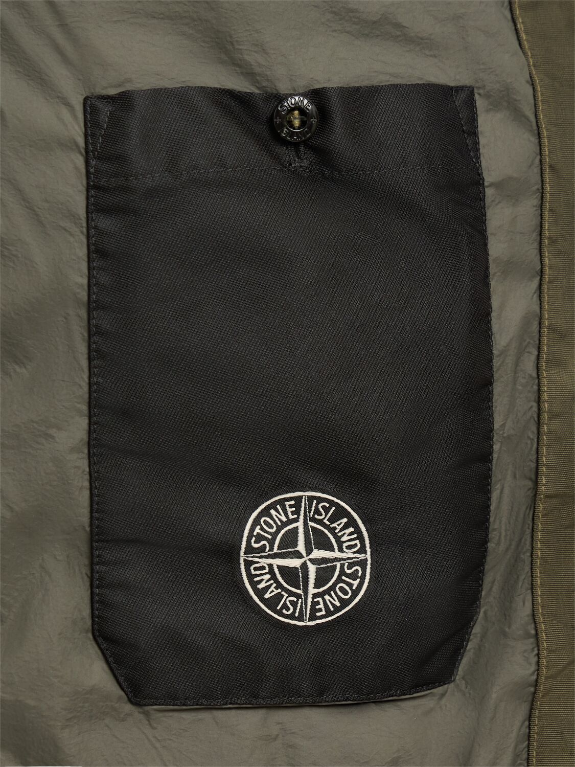 Stone Island Short Nylon Down Parka In Green