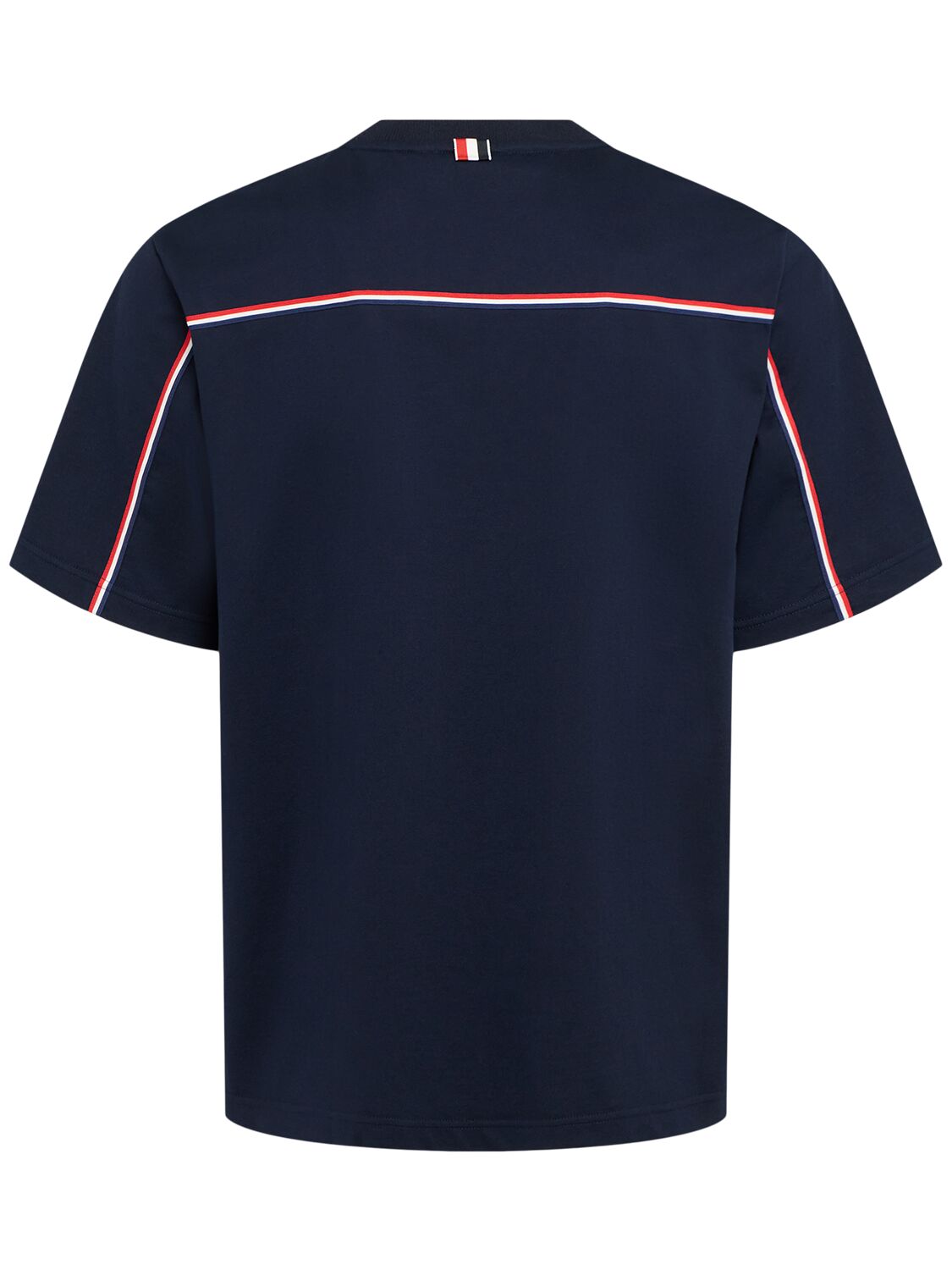 Thom Browne Blue T-shirt With Logo Patch In Stretch Wool Man In Blue