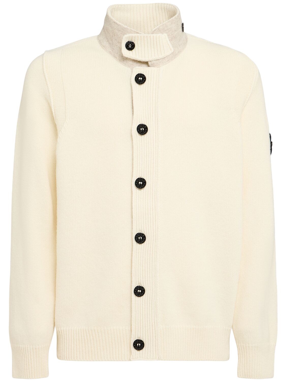 Cardigan En Laine Mélangée - STONE ISLAND - Modalova
