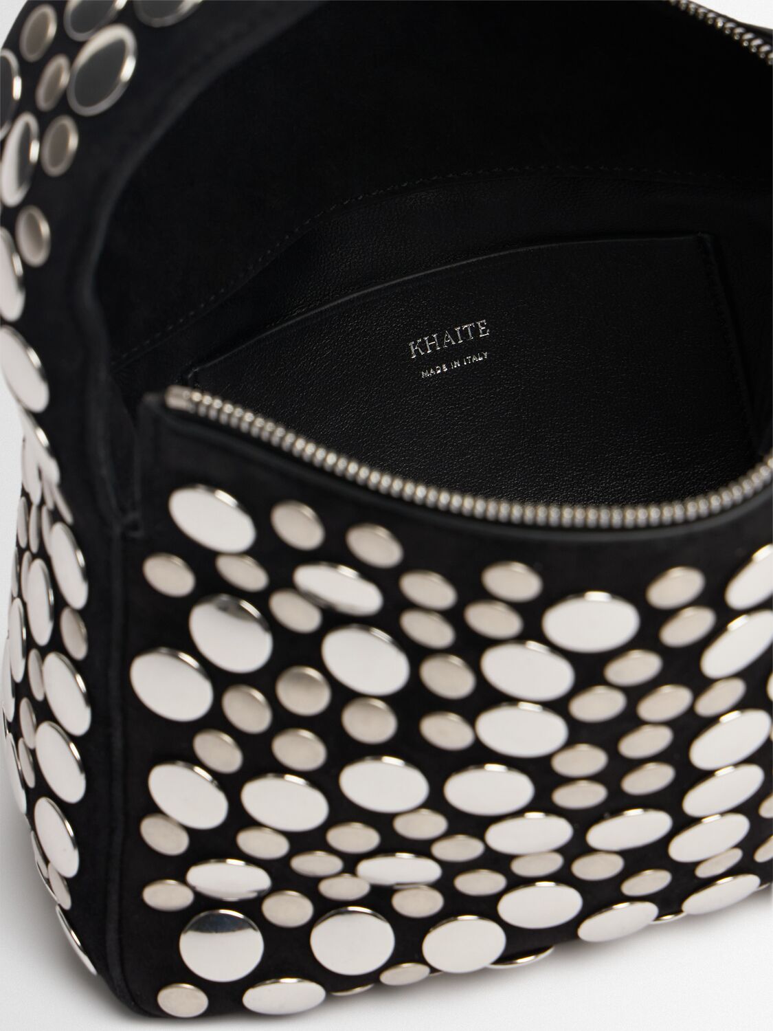 Khaite Small Elena Studded Suede Top Handle Bag