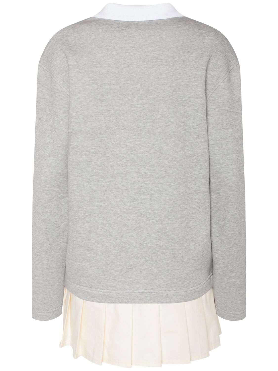 Moncler Long Sleeve Mixed Media Polo Dress In Gray