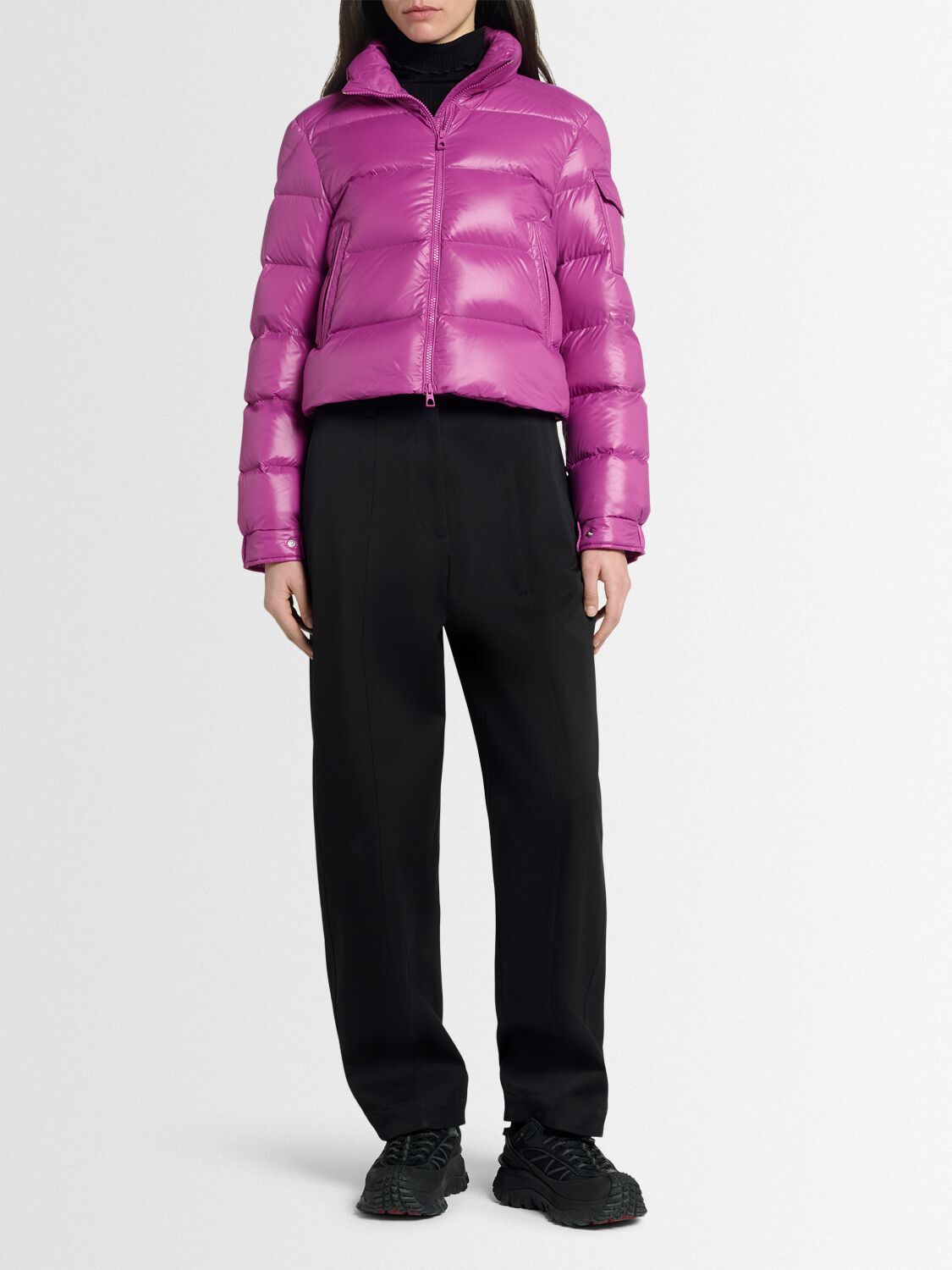 Moncler Petra Nylon Short Down Jacket In Purple