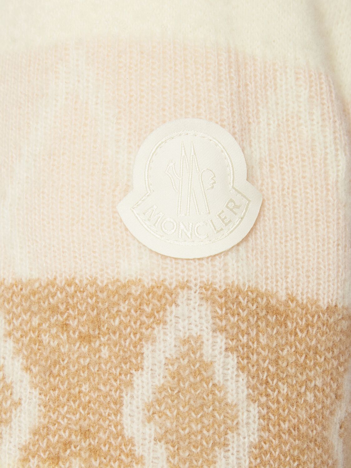 Moncler Jacquard Virgin Wool V-neck Sweater In Neutral