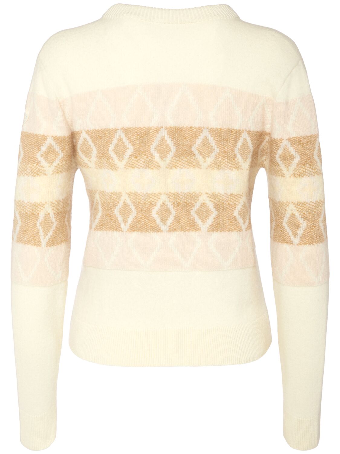 Moncler Jacquard Virgin Wool V-neck Sweater In Neutral