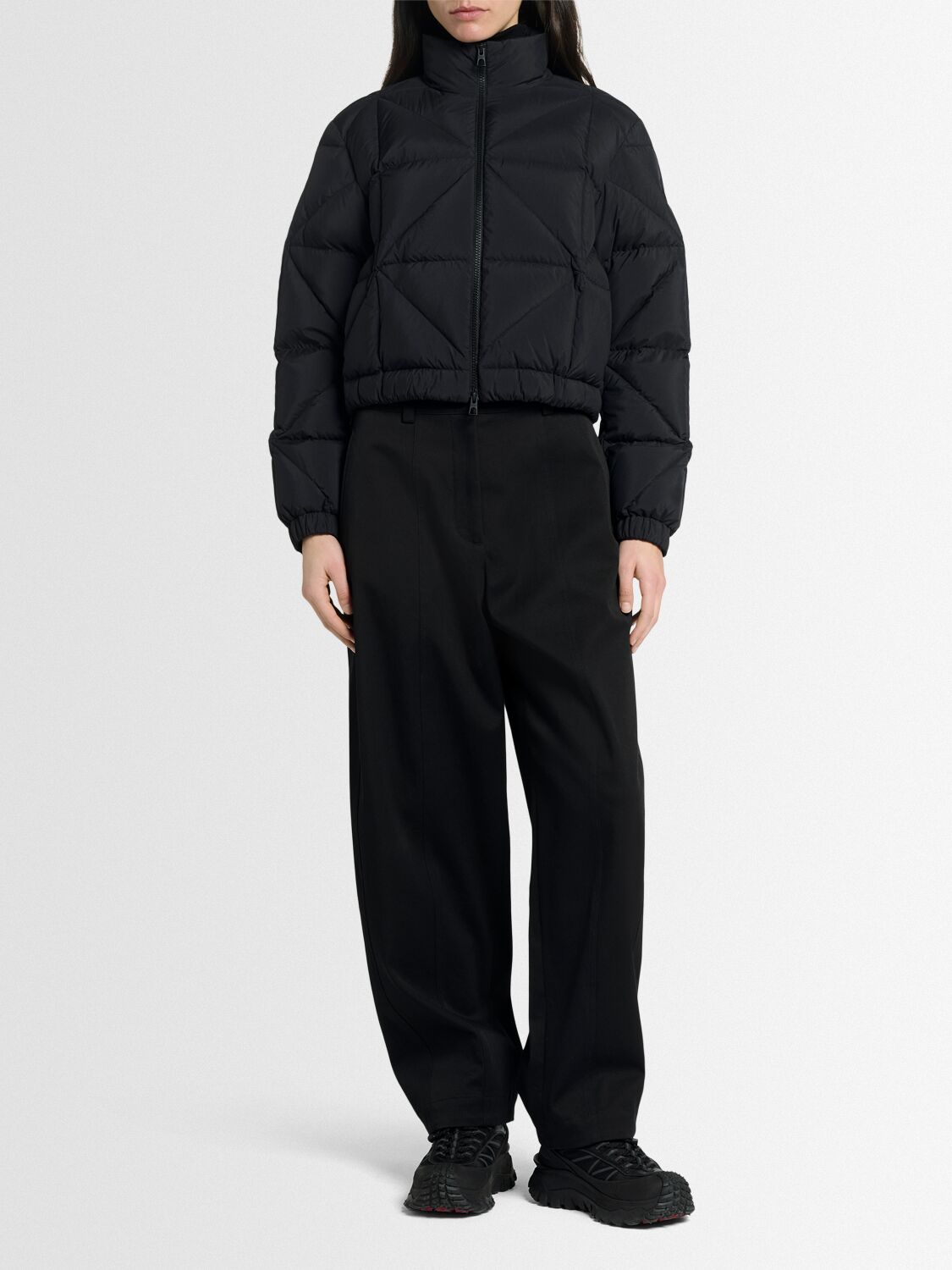 Moncler Anafi Diamond Quilted Nylon Down Jacket In Black