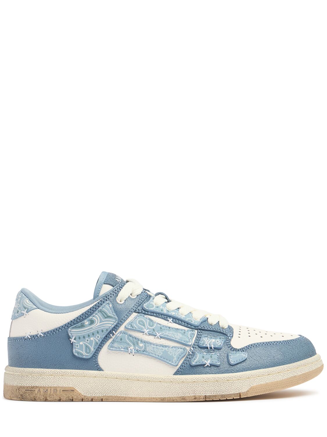 Amiri Light Blue Leather Bandana Skel Low Top Sneakers In Blue