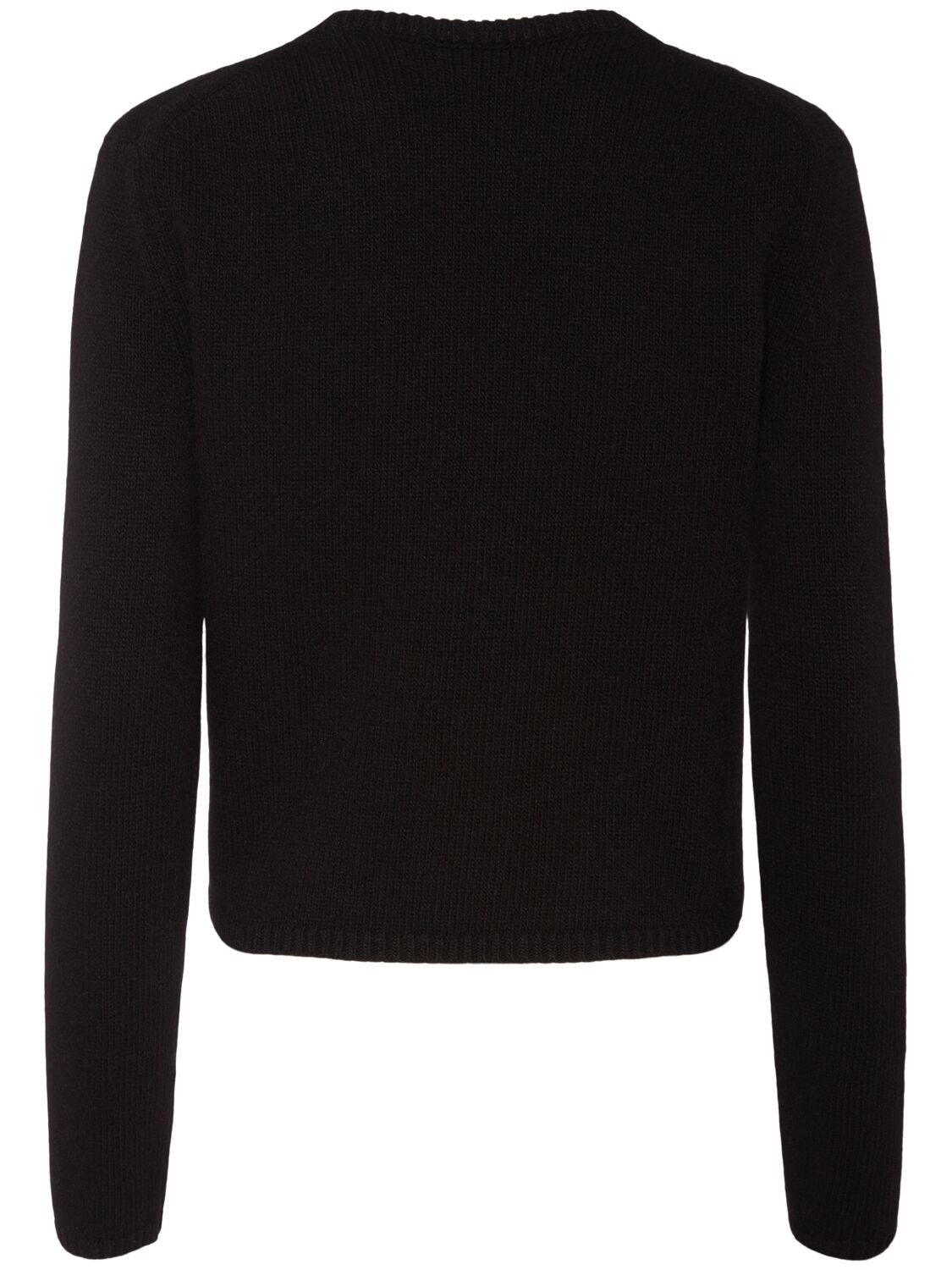 Moncler Embroidered Logo Wool Blend Sweater In Black