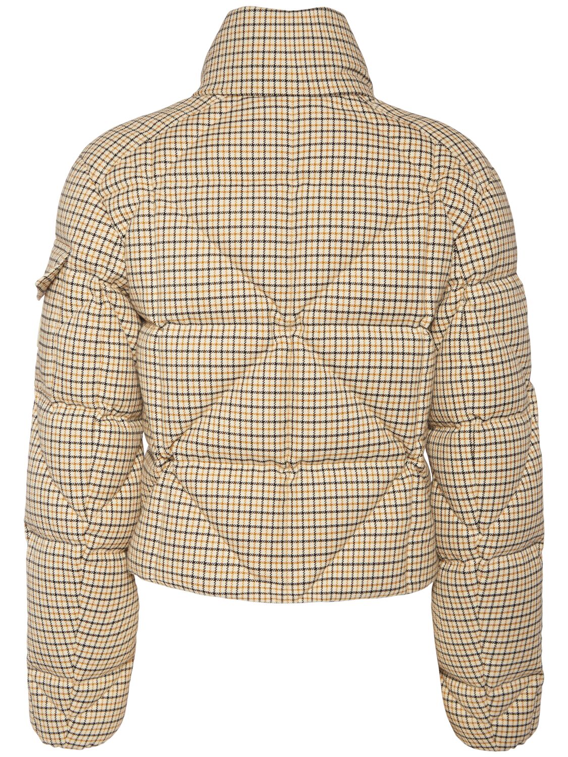 Moncler Keros Wool Blend Check Short Down Jacket