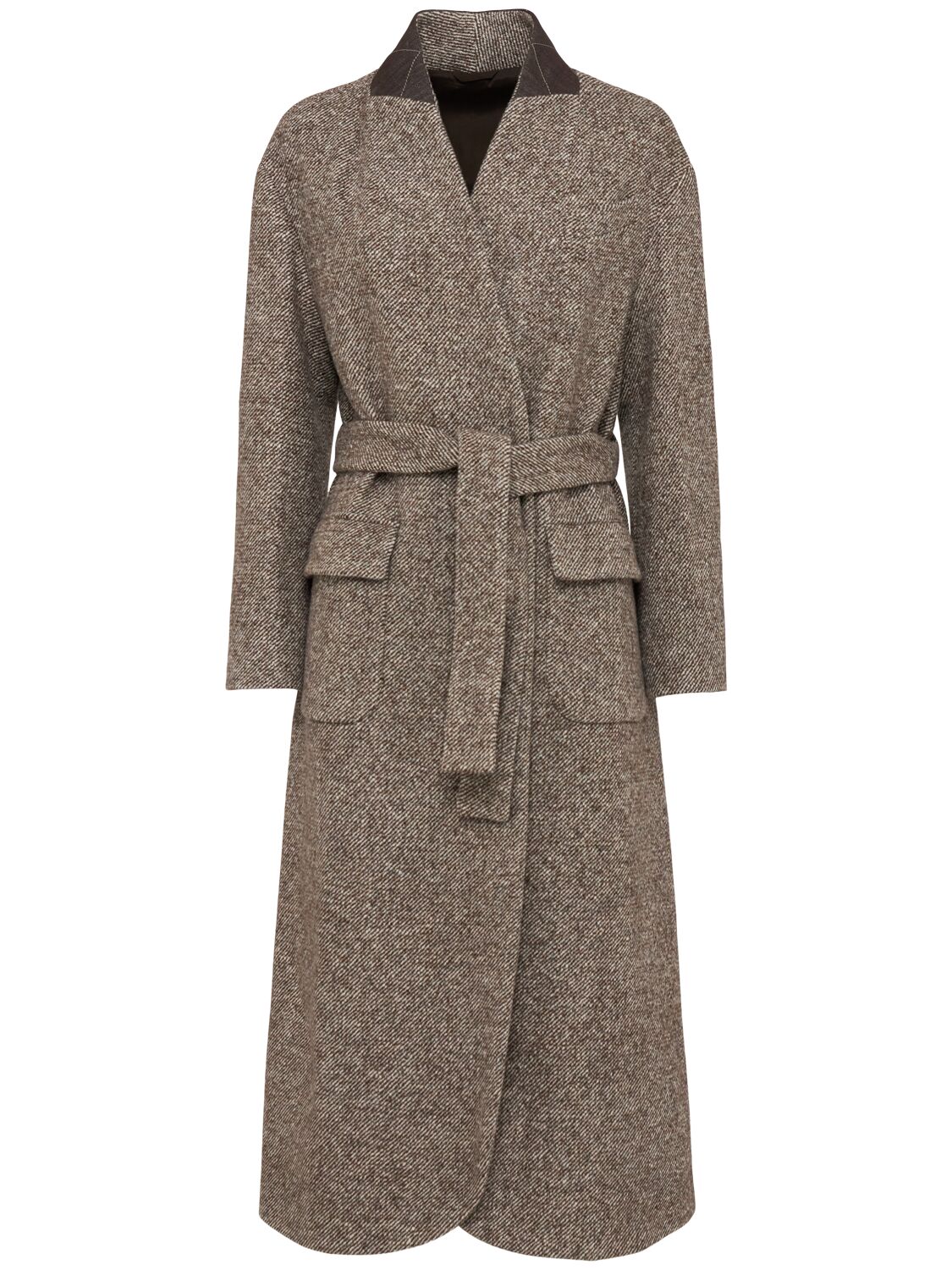 Manteau En Laine Mélangée Avec Ceinture - BRUNELLO CUCINELLI - Modalova