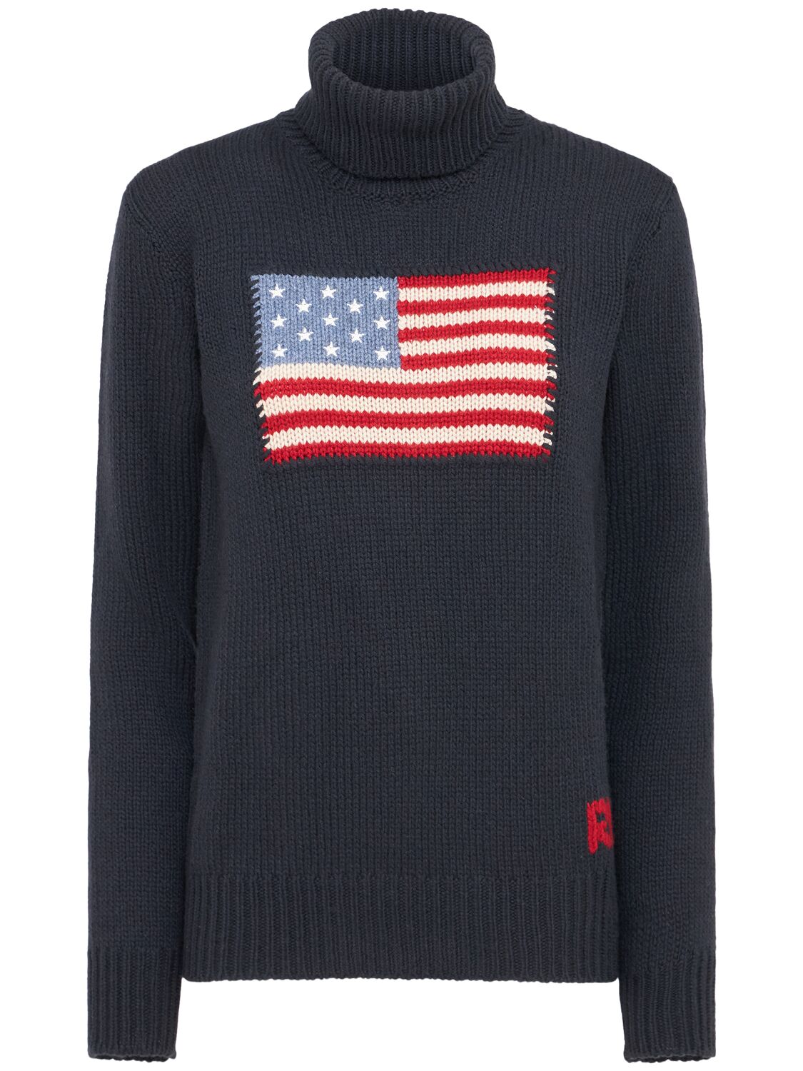Flag T-neck Long Sleeve Cashmere Sweater