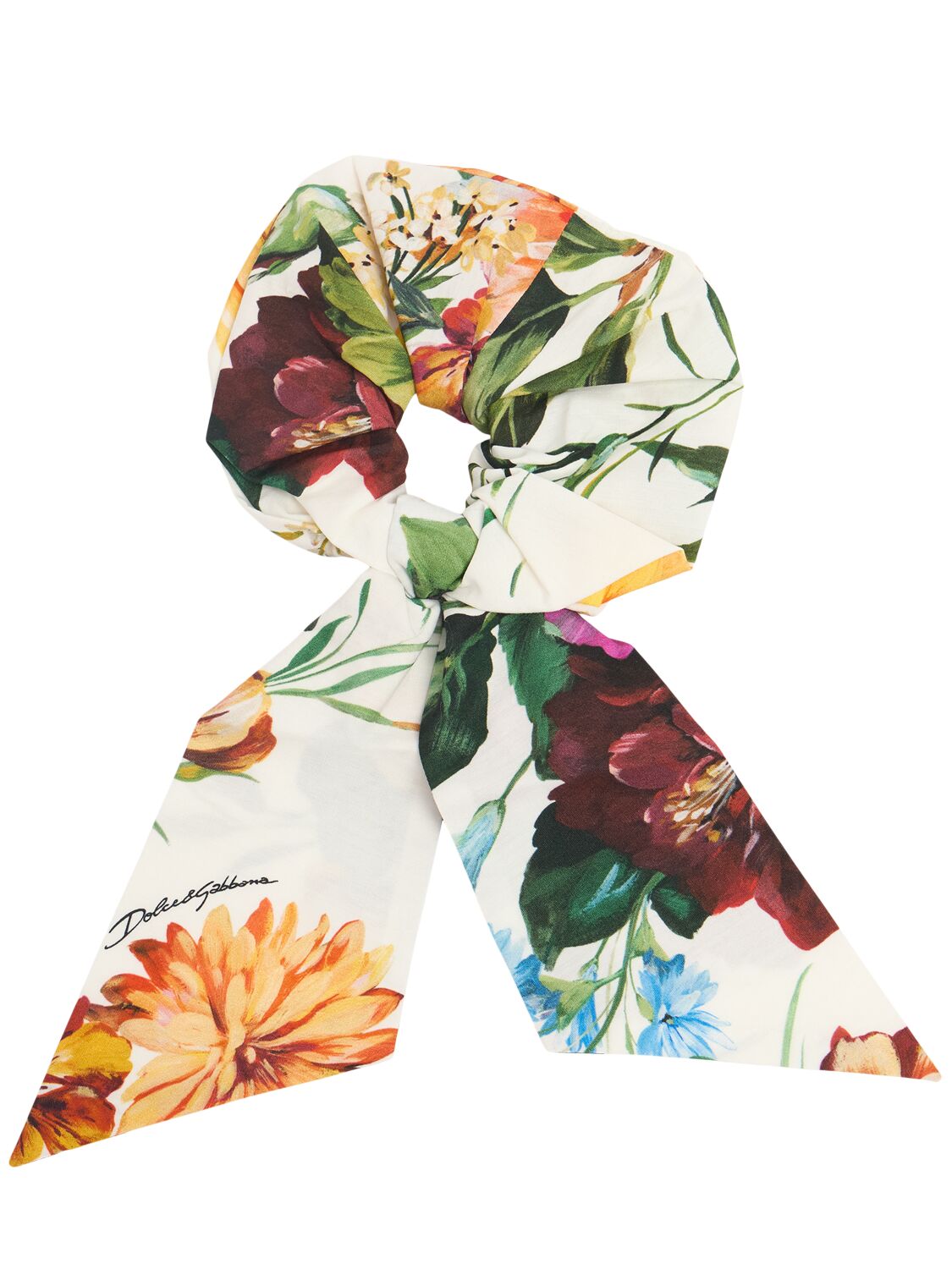 DOLCE & GABBANA Printed Cotton Poplin Scrunchie
