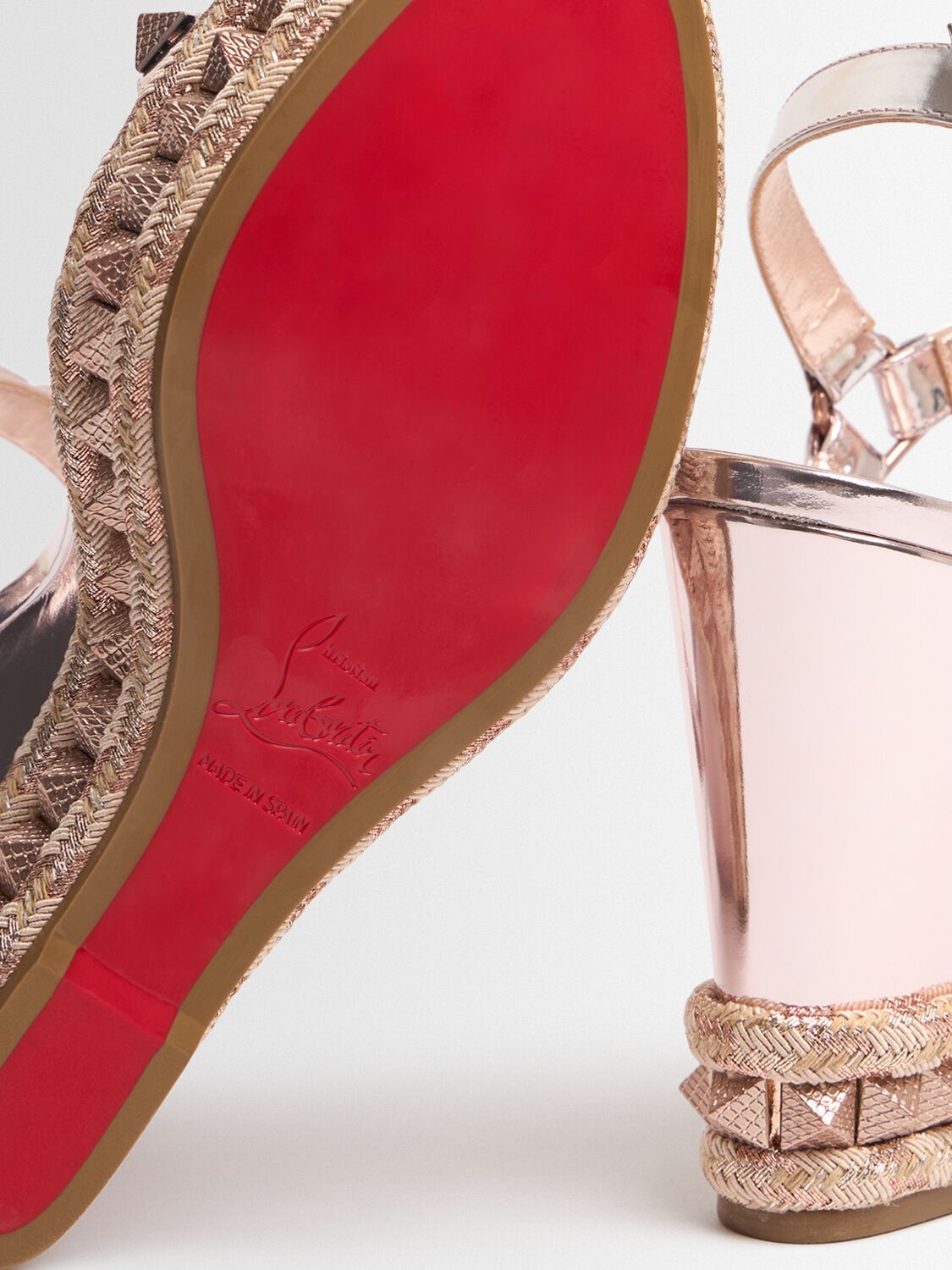 Christian Louboutin 100mm Pyraclou Metallic Leather Wedges