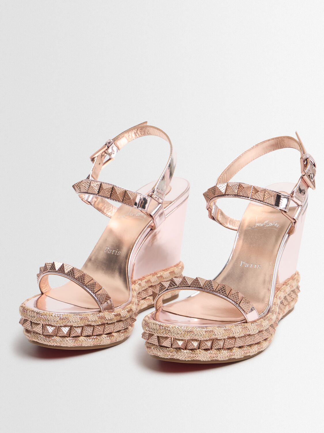 Christian Louboutin 100mm Pyraclou Metallic Leather Wedges
