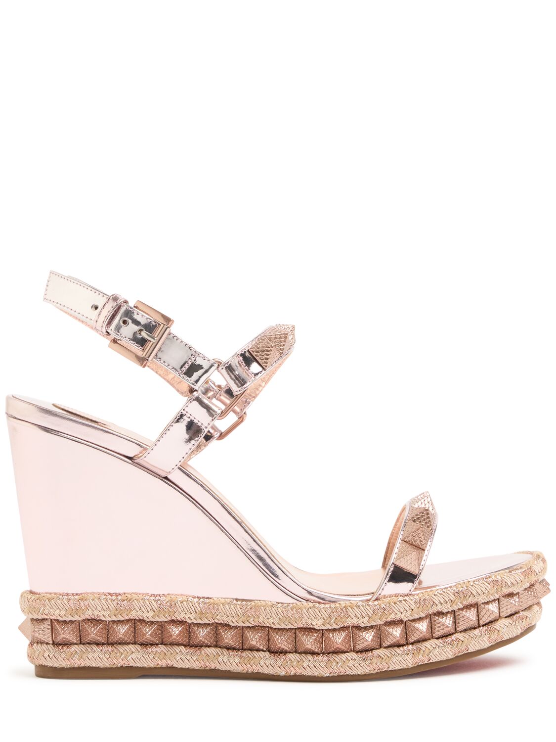 Christian Louboutin 100mm Pyraclou Metallic Leather Wedges