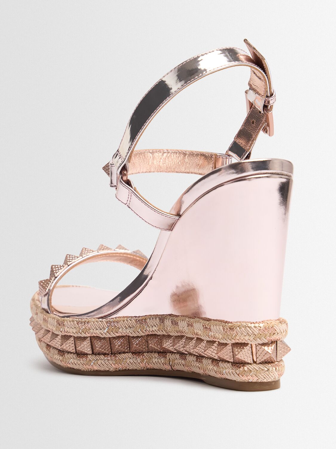 Christian Louboutin 100mm Pyraclou Metallic Leather Wedges