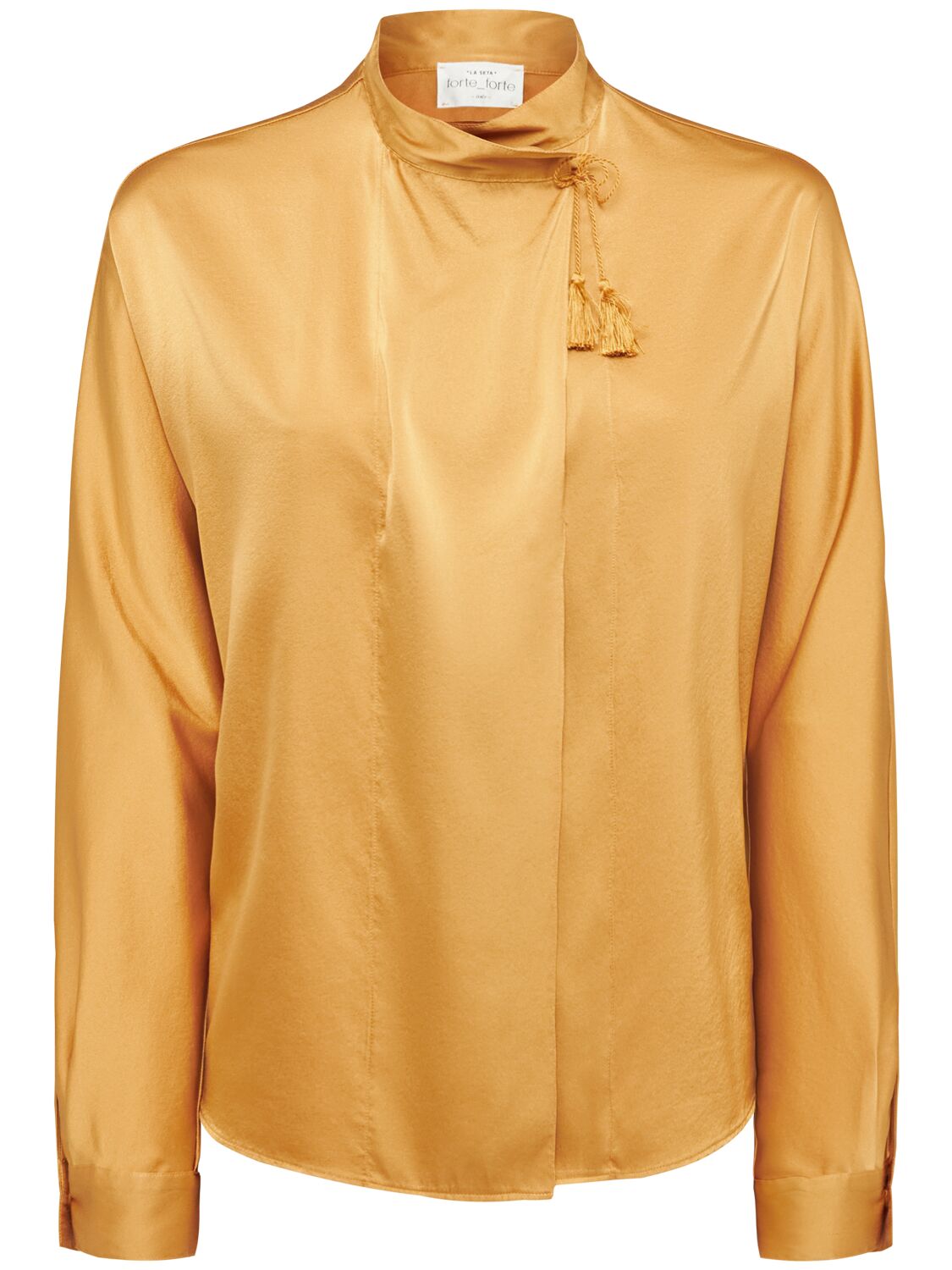 FORTE_FORTE Heavy Stretch Silk Satin Kimono Shirt