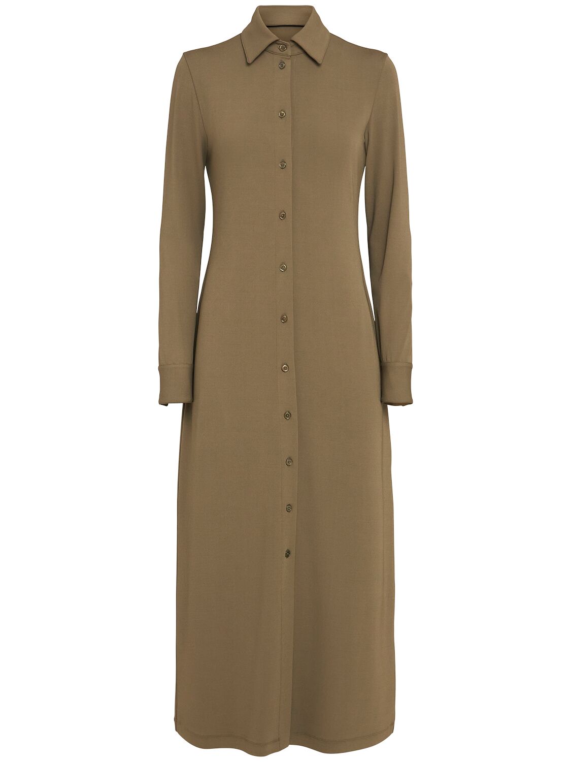 Fluid Viscose Blend Jersey Shirt Dress