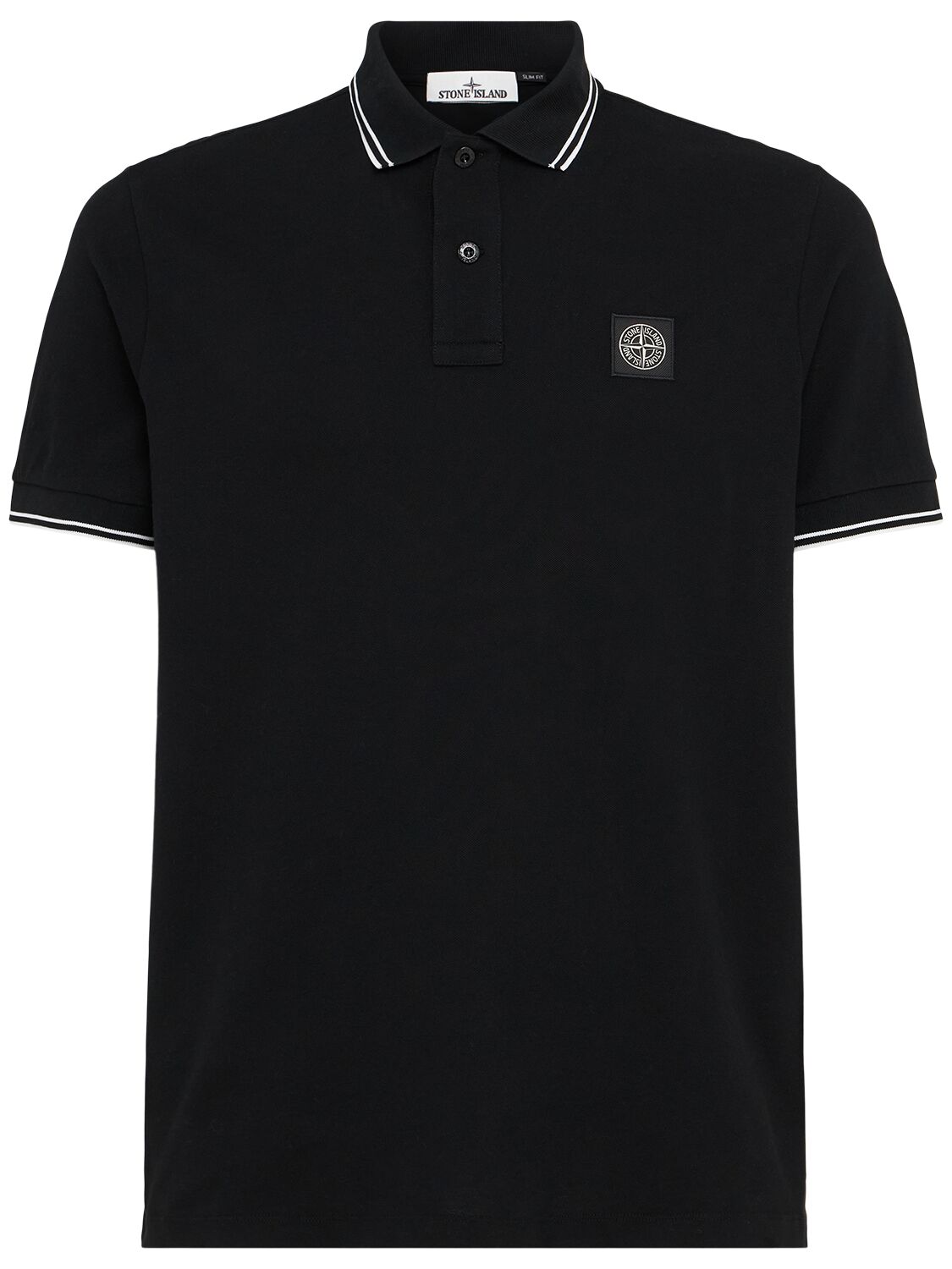 S/s Cotton Blend Piqué Polo - STONE ISLAND - Modalova
