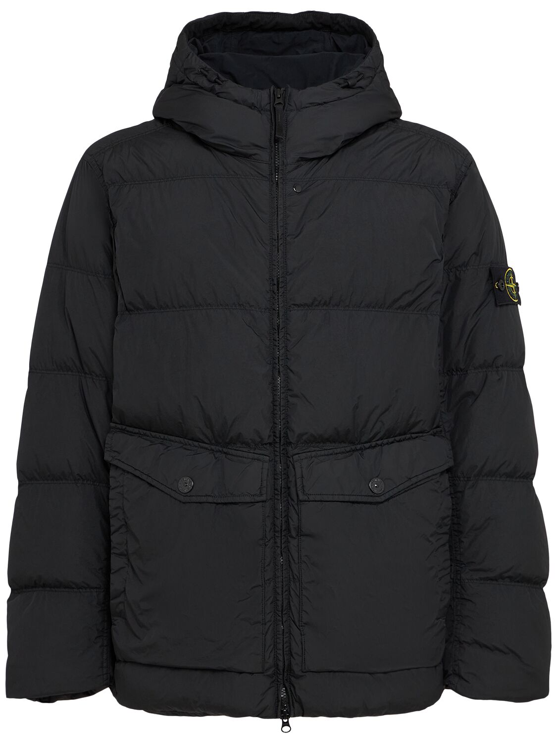 Stone Island Short Nylon Down Parka In Black