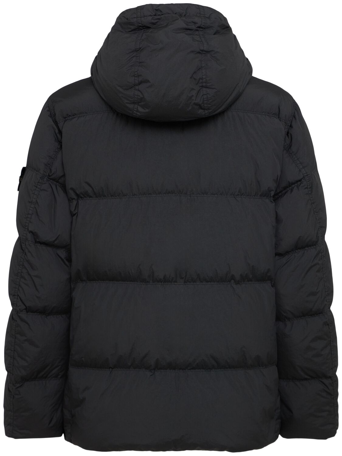 Stone Island Short Nylon Down Parka In Black