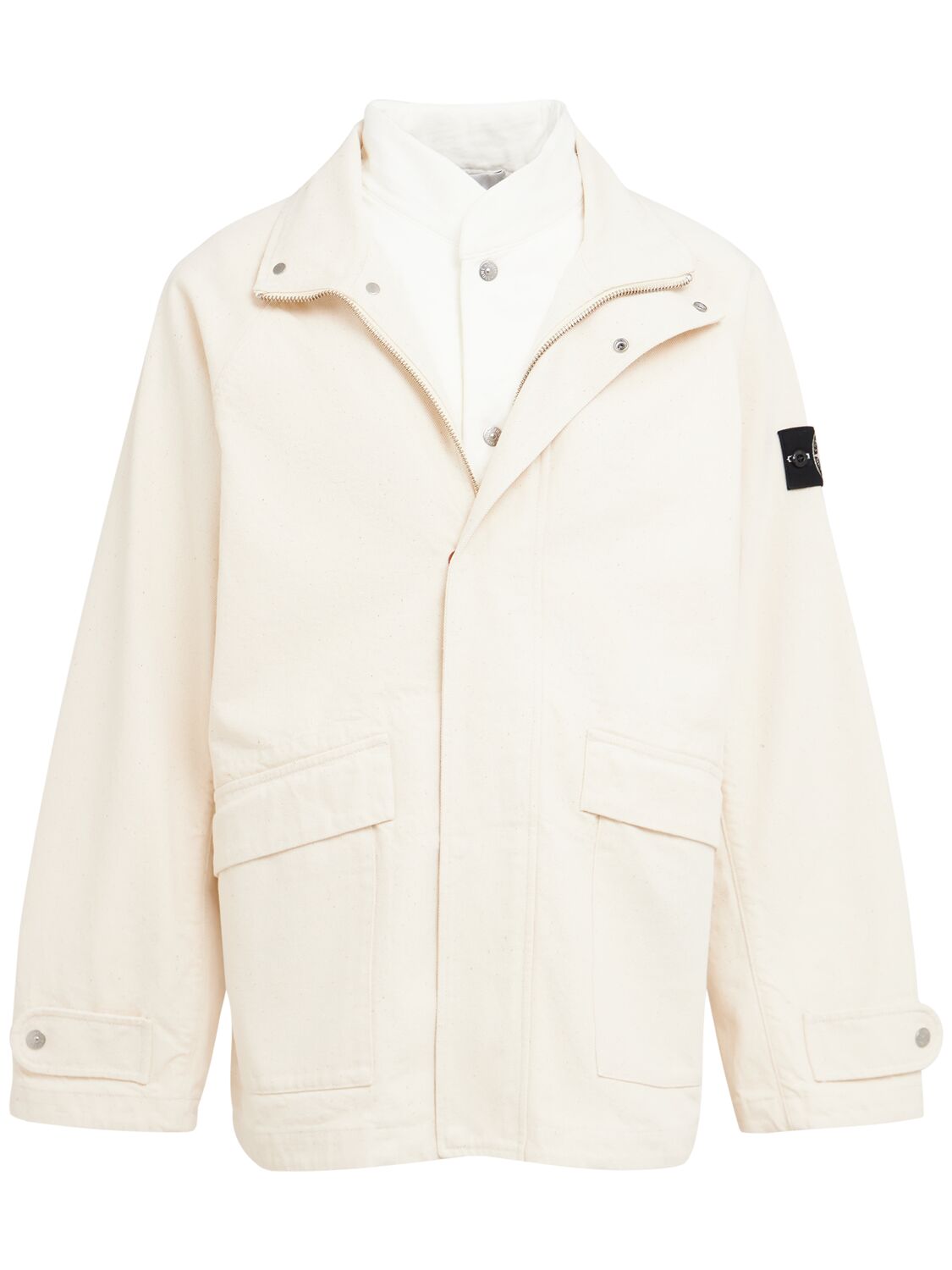 Stone Island Short Parka With Detachable Lining And Elbow Patches