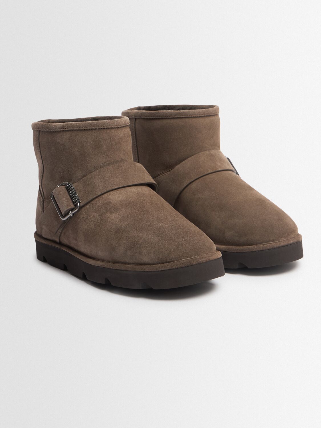 Brunello Cucinelli Suede & Shearling Ankle Boots