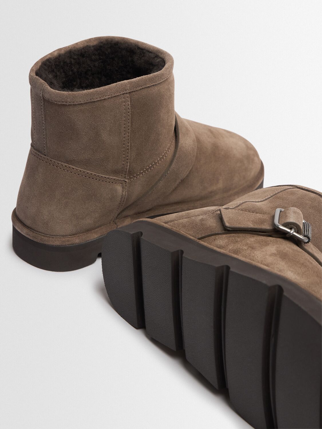 Brunello Cucinelli Suede & Shearling Ankle Boots
