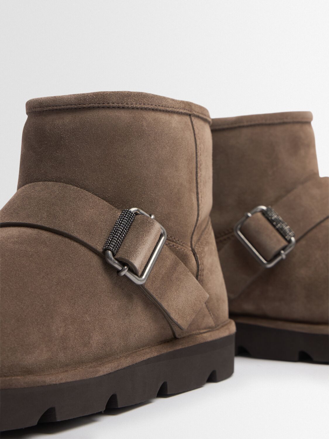 Brunello Cucinelli Suede & Shearling Ankle Boots