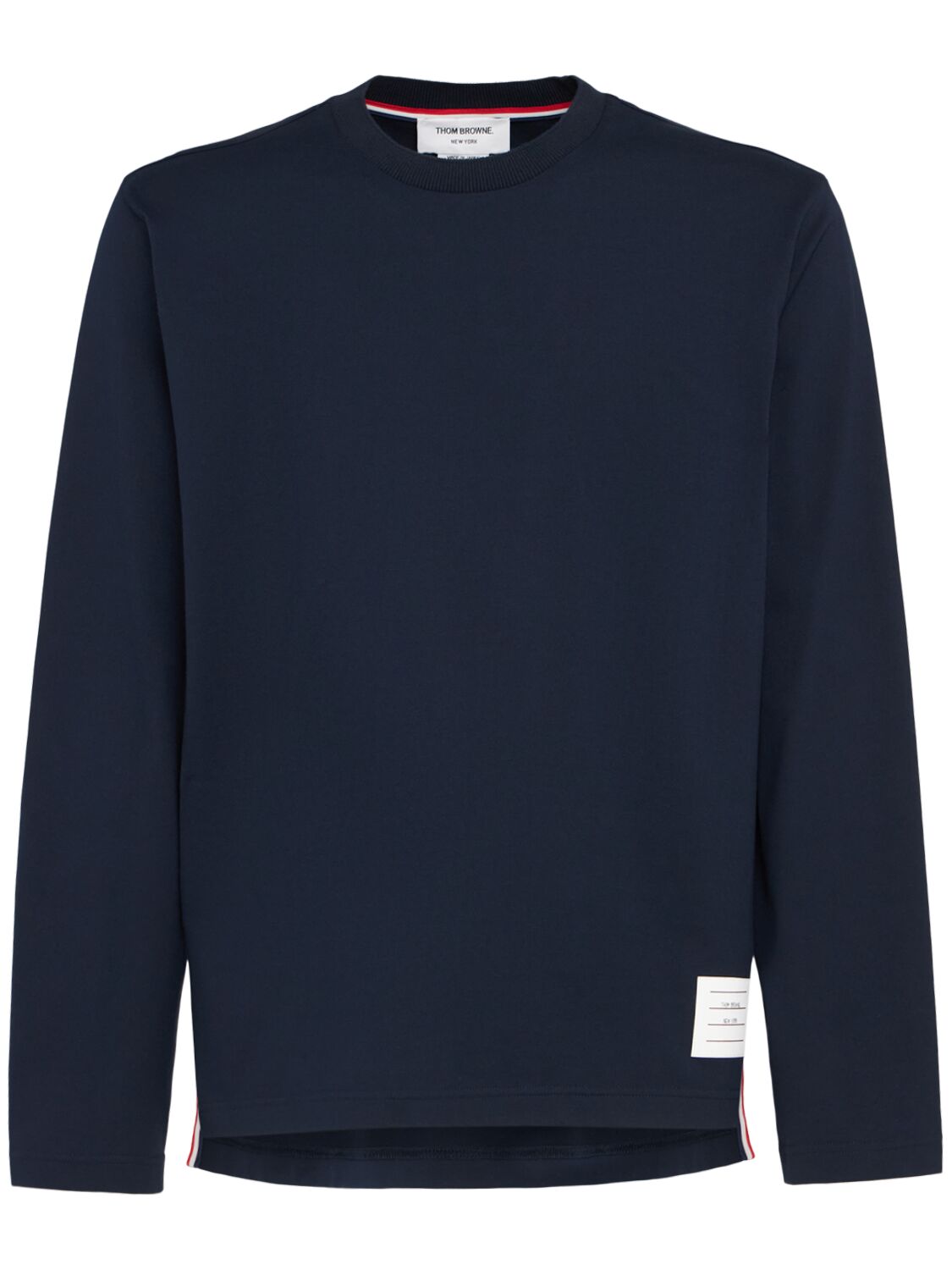 Thom Browne Oversized Cotton Long Sleeve T-shirt In Blue