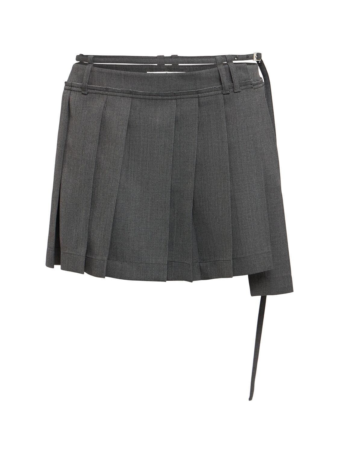 Pleated Wool Blend Mini Skirt