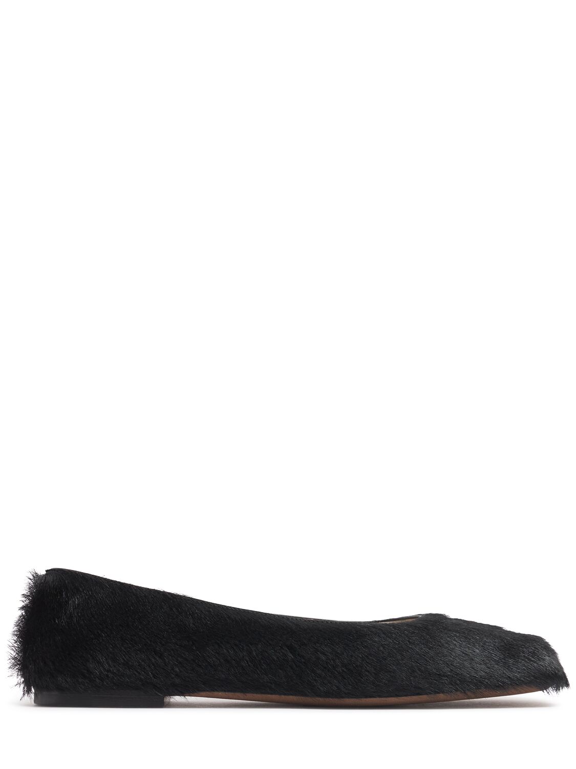 The Row Square Ballet Leather Flats In Black