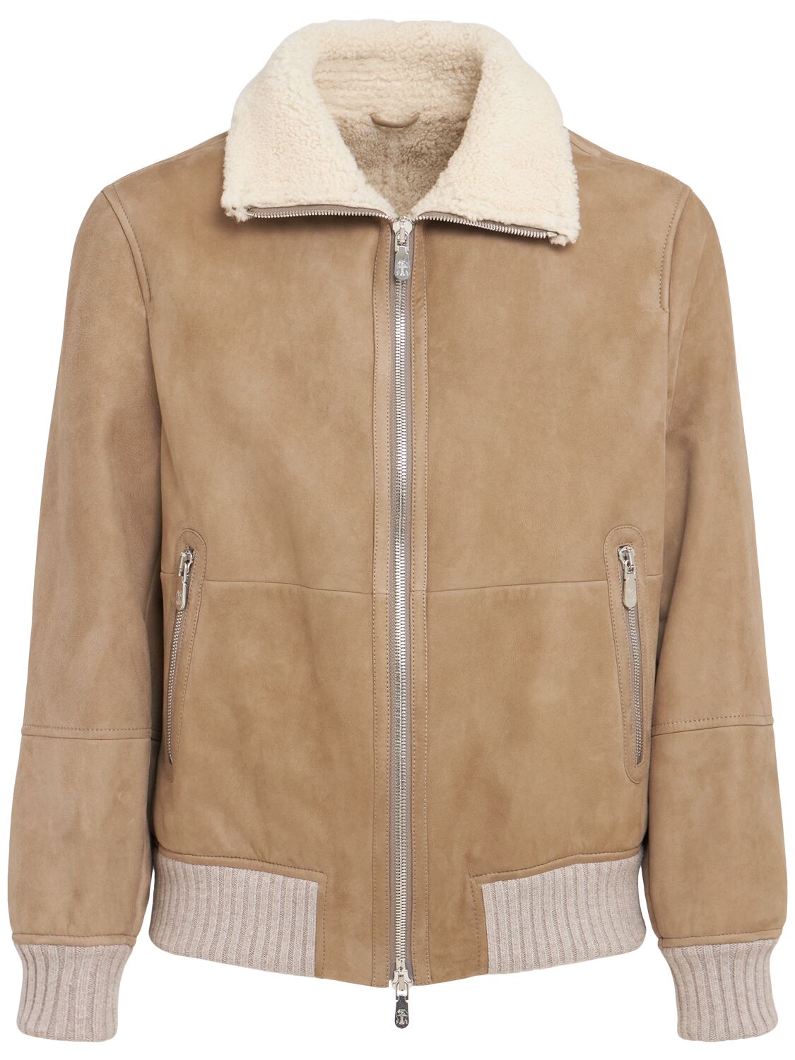 Bomber En Cuir Et Shearling - BRUNELLO CUCINELLI - Modalova