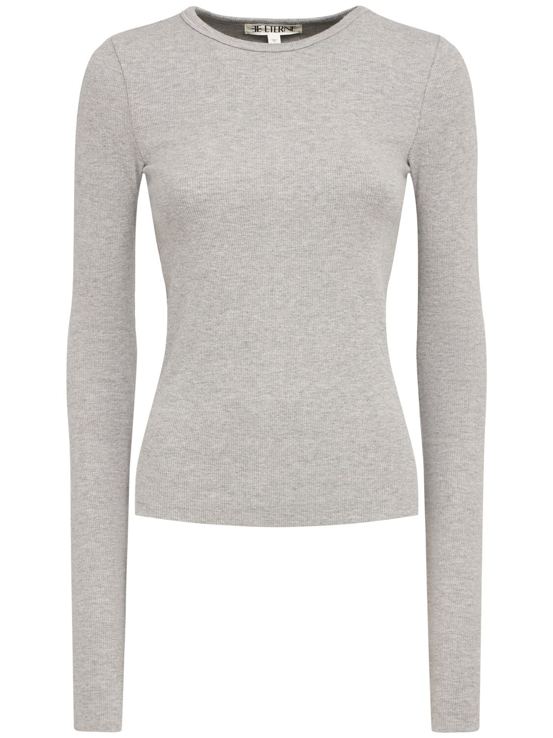 Fitted Long Sleeve Cotton Blend Top