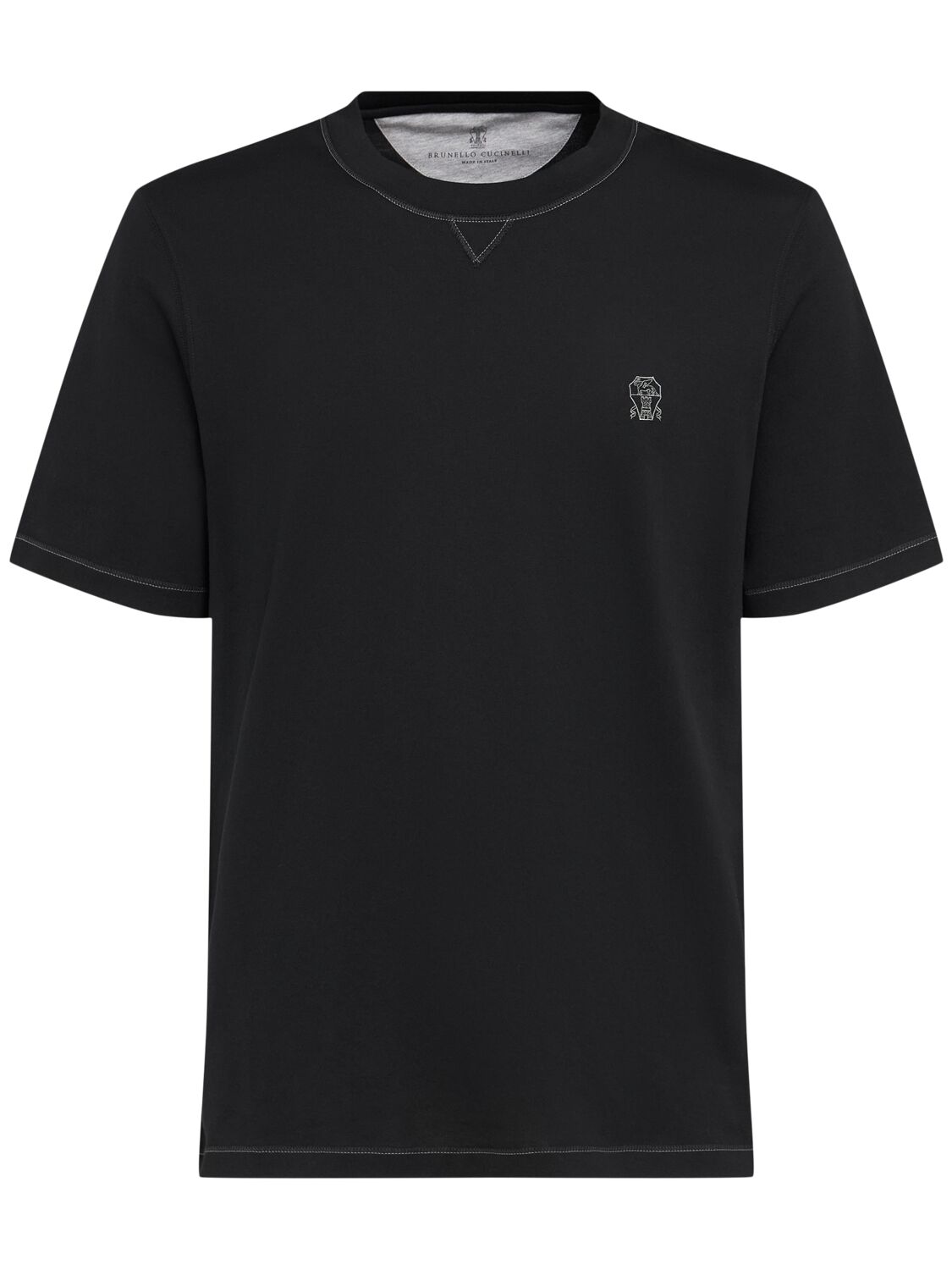 T-shirt En Coton Avec Logo - BRUNELLO CUCINELLI - Modalova