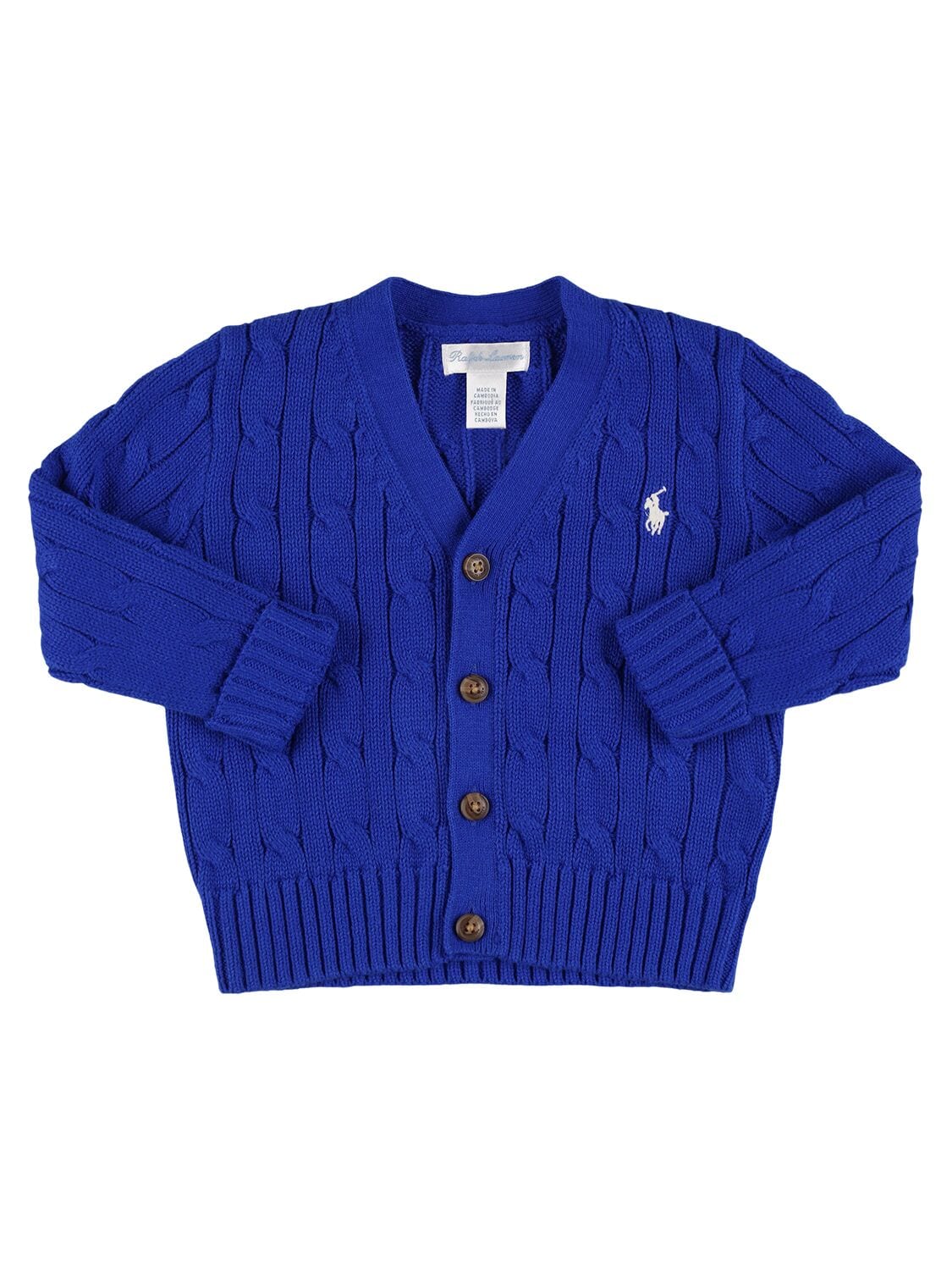 Cotton Cable Knit Cardigan W/ Logo