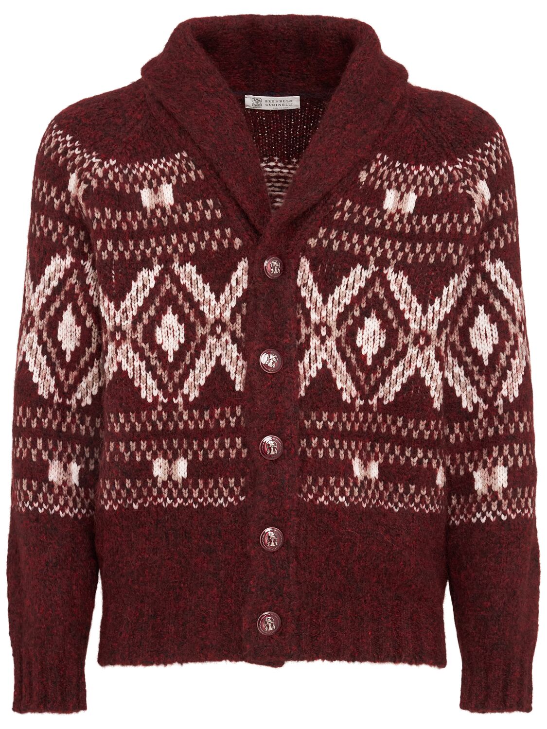 Cardigan En Jacquard Mélangé Alpaga - BRUNELLO CUCINELLI - Modalova