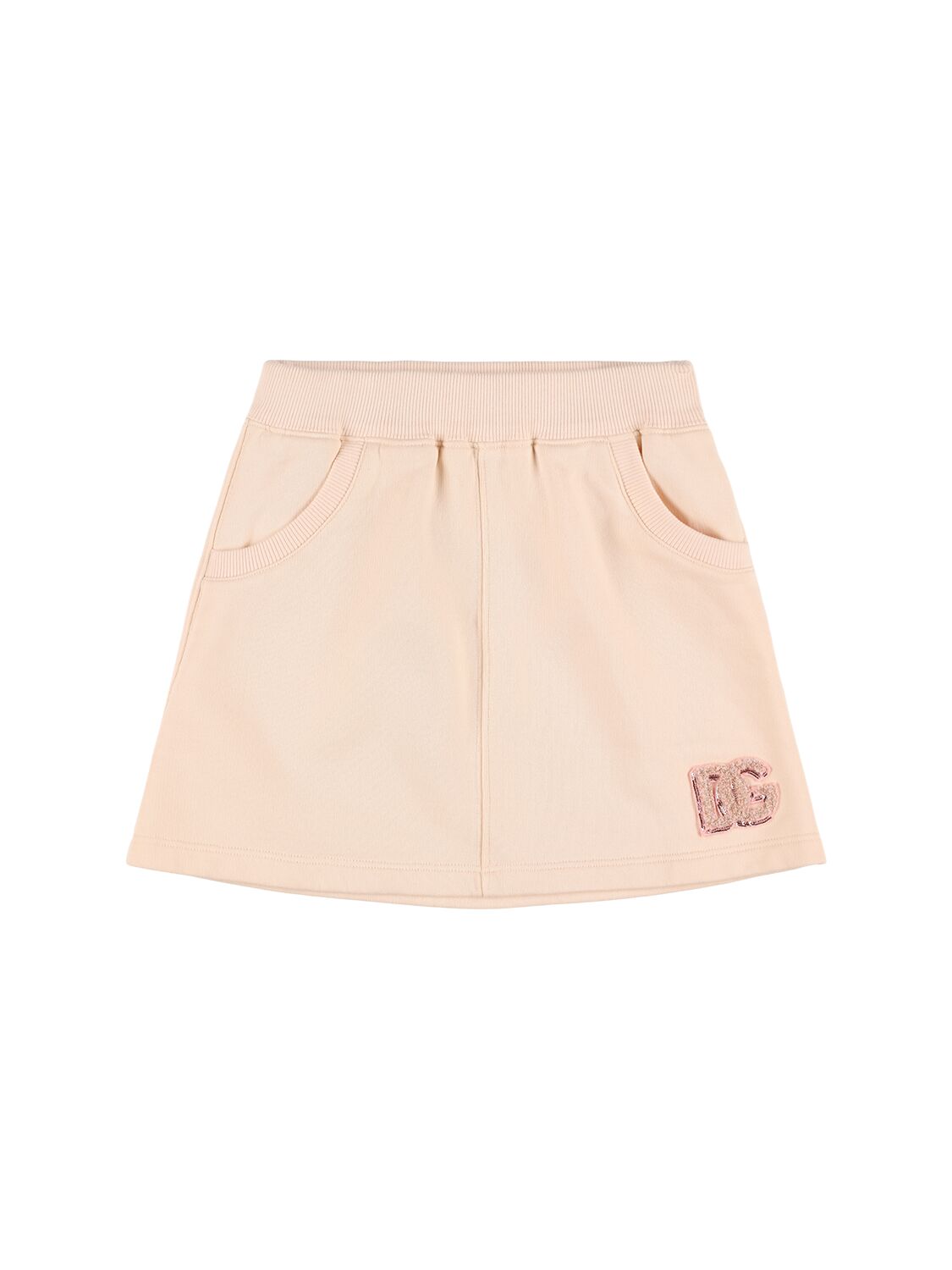 Dolce & Gabbana Embellished Cotton Sweat Skirt In Pink