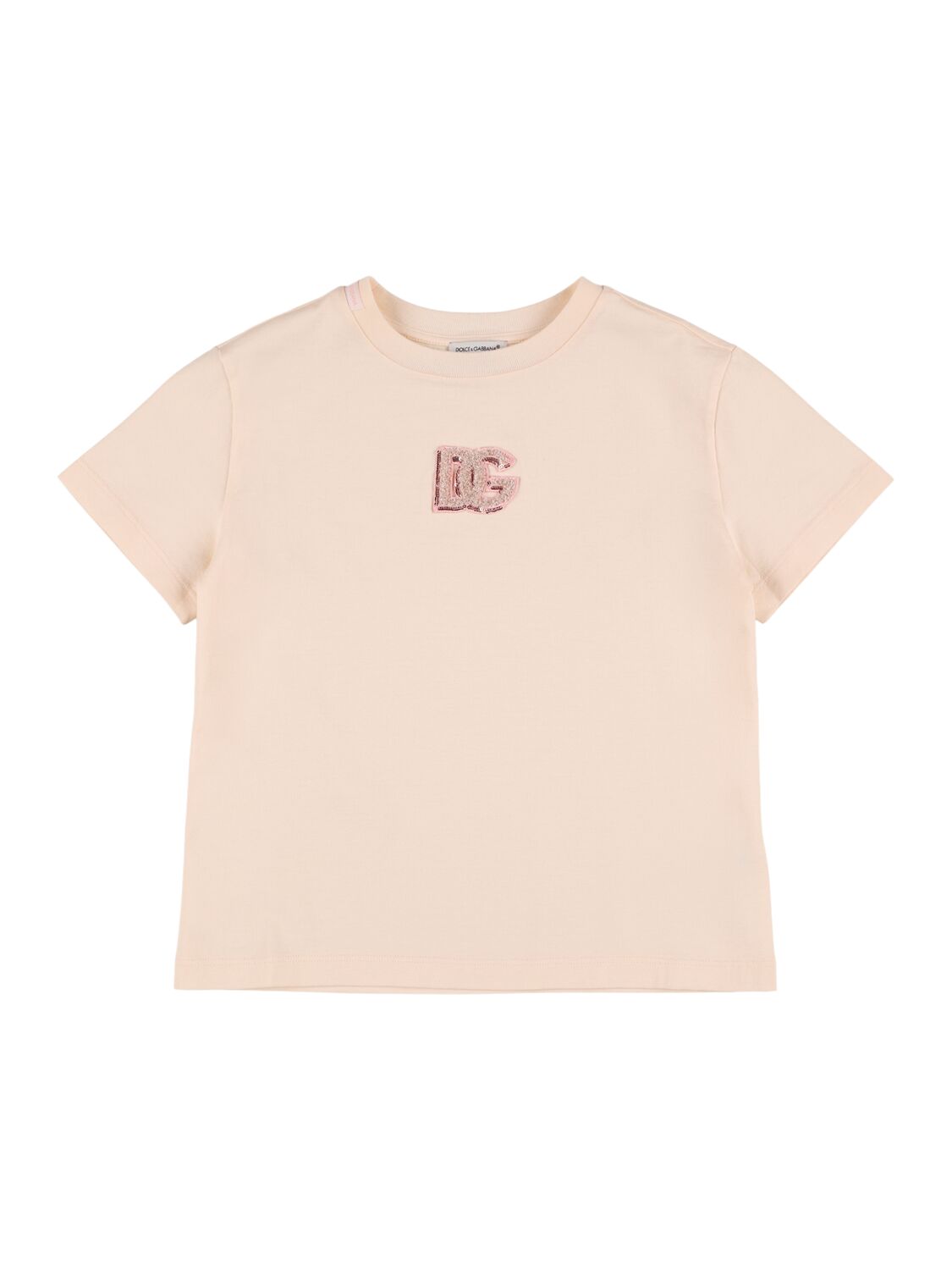 Dolce & Gabbana Embellished Cotton Jersey T-shirt In Pink