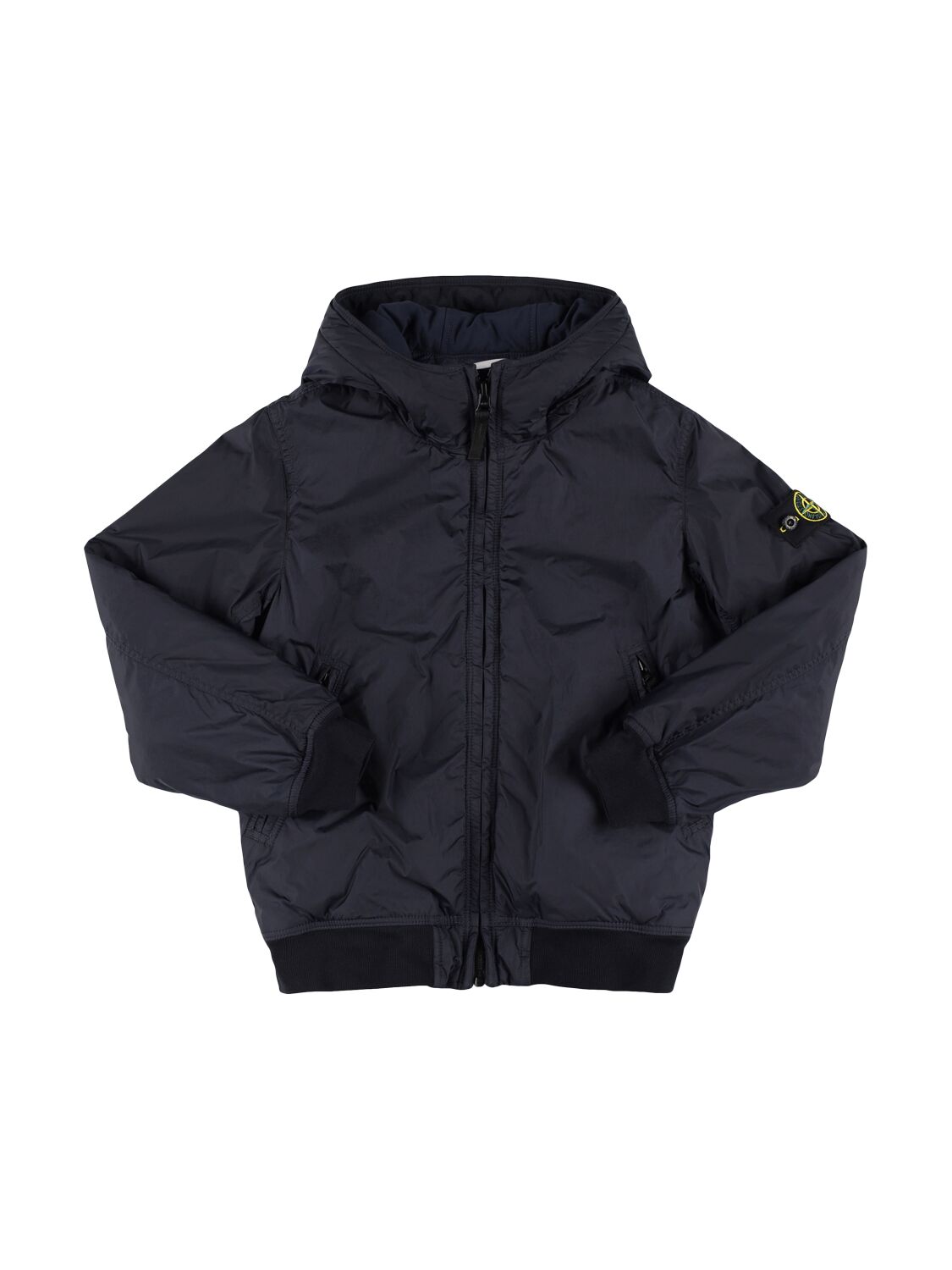 STONE ISLAND JUNIOR Hooded Nylon Bomber Jacket
