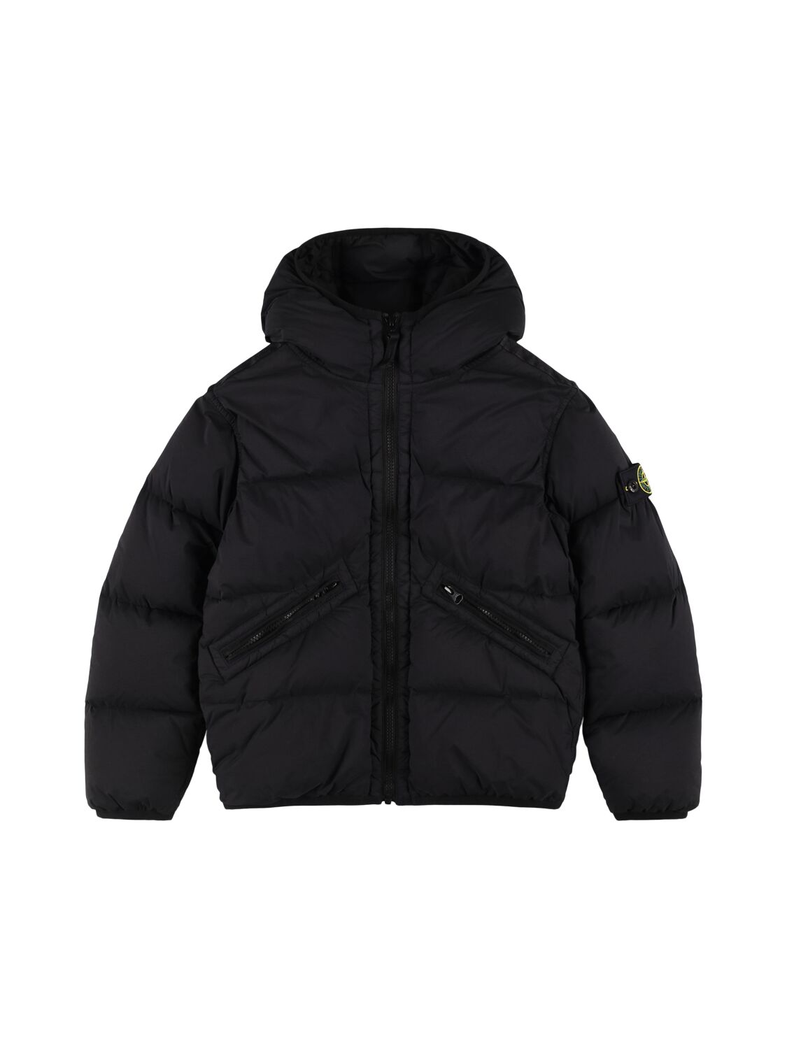 Stone Island Soft Shell-r Padded Jacket In Black