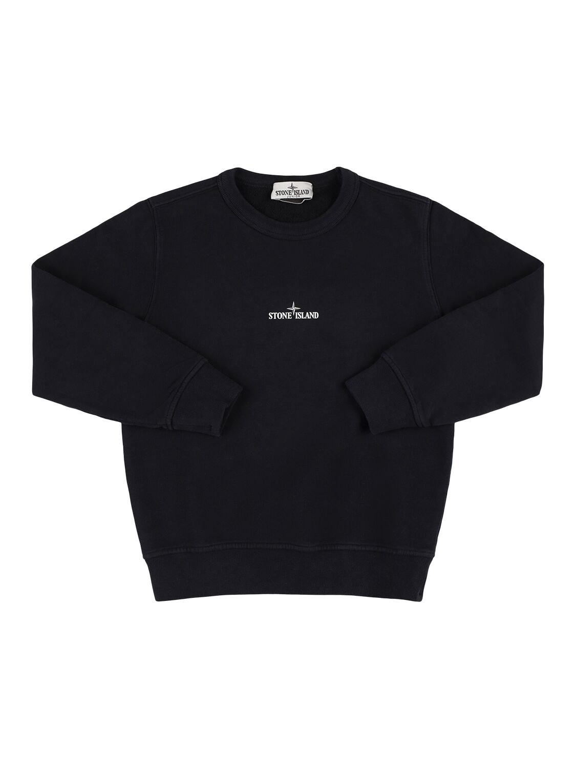 Stone Island Cotton Sweatshirt With Embroidered Logo In Black