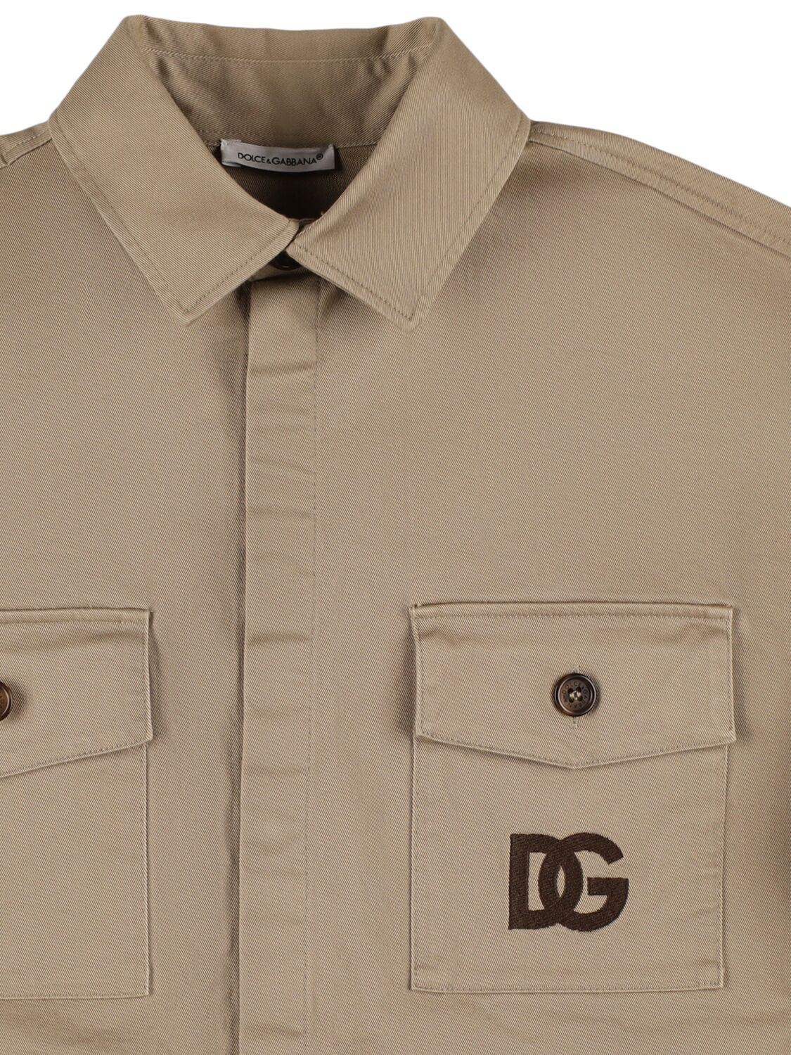 Dolce & Gabbana Cotton Blend Gabardine Overshirt In Brown